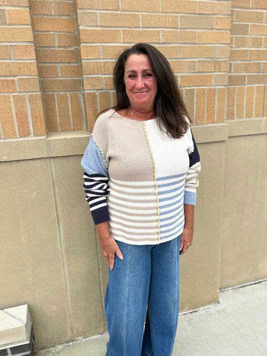 Tribal Boat Neck Sweater Sandstone