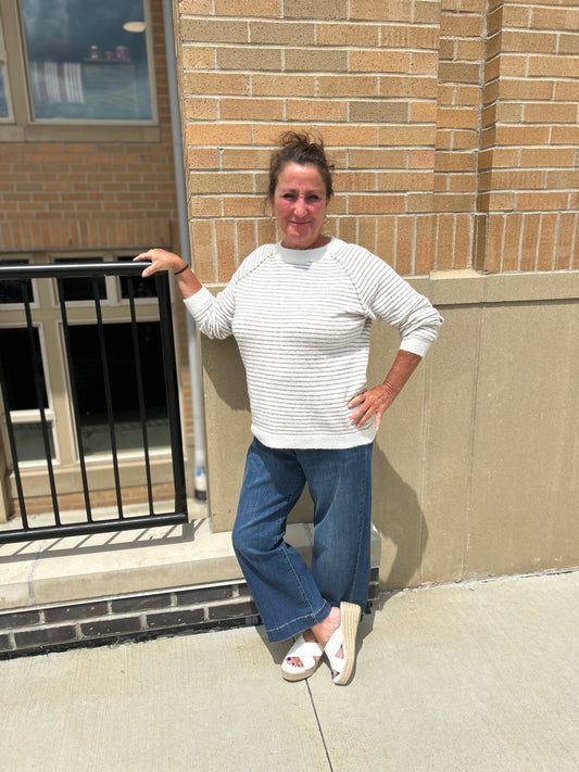 Staccato Striped Crew Neck Pullover