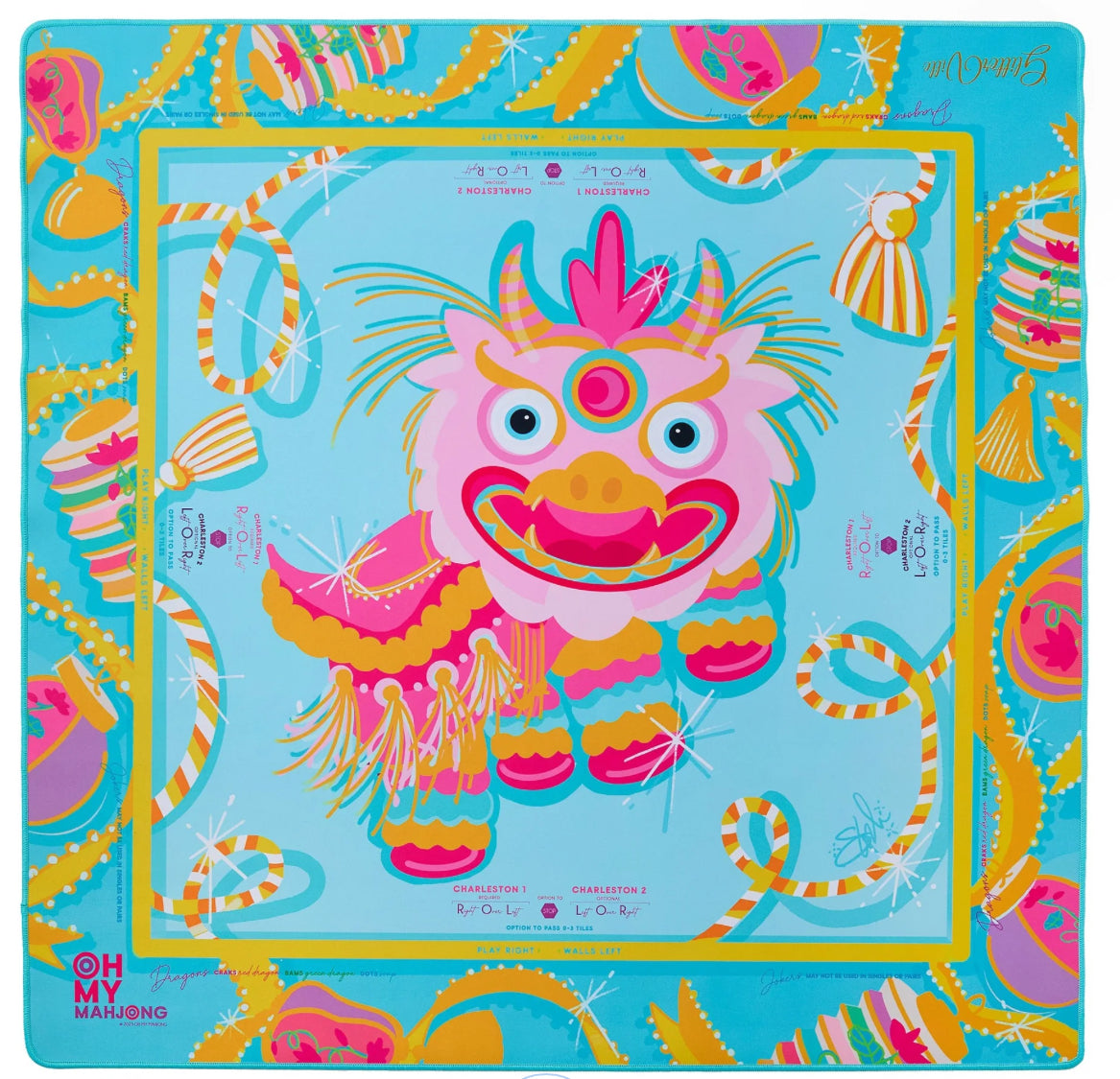 Oh My Mahjong Glitterville Pink Dragon Mat