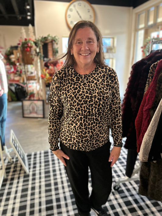 Fine Knit Animal Print Top