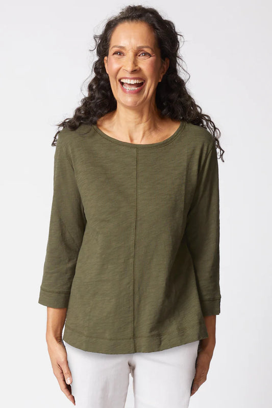 Habitat Cover-stitch Boat Neck Top