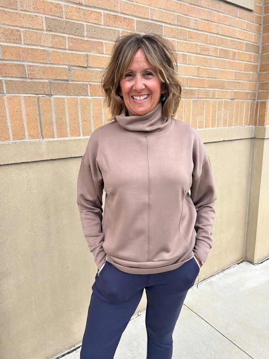 Tribal Fossil Funnel Neck Top