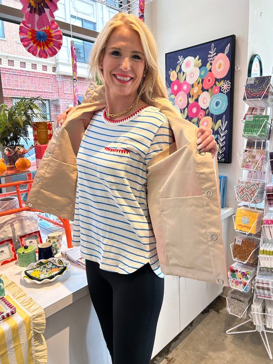 Tribal 3/4 Sleeve Top in Royal