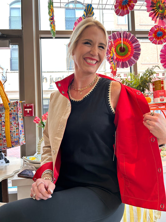 Tribal Sleeveless Top w/Crochet Trim