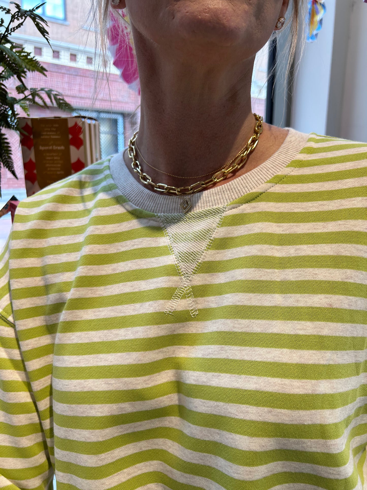 Tribal Crewneck Top in Mint Leaf