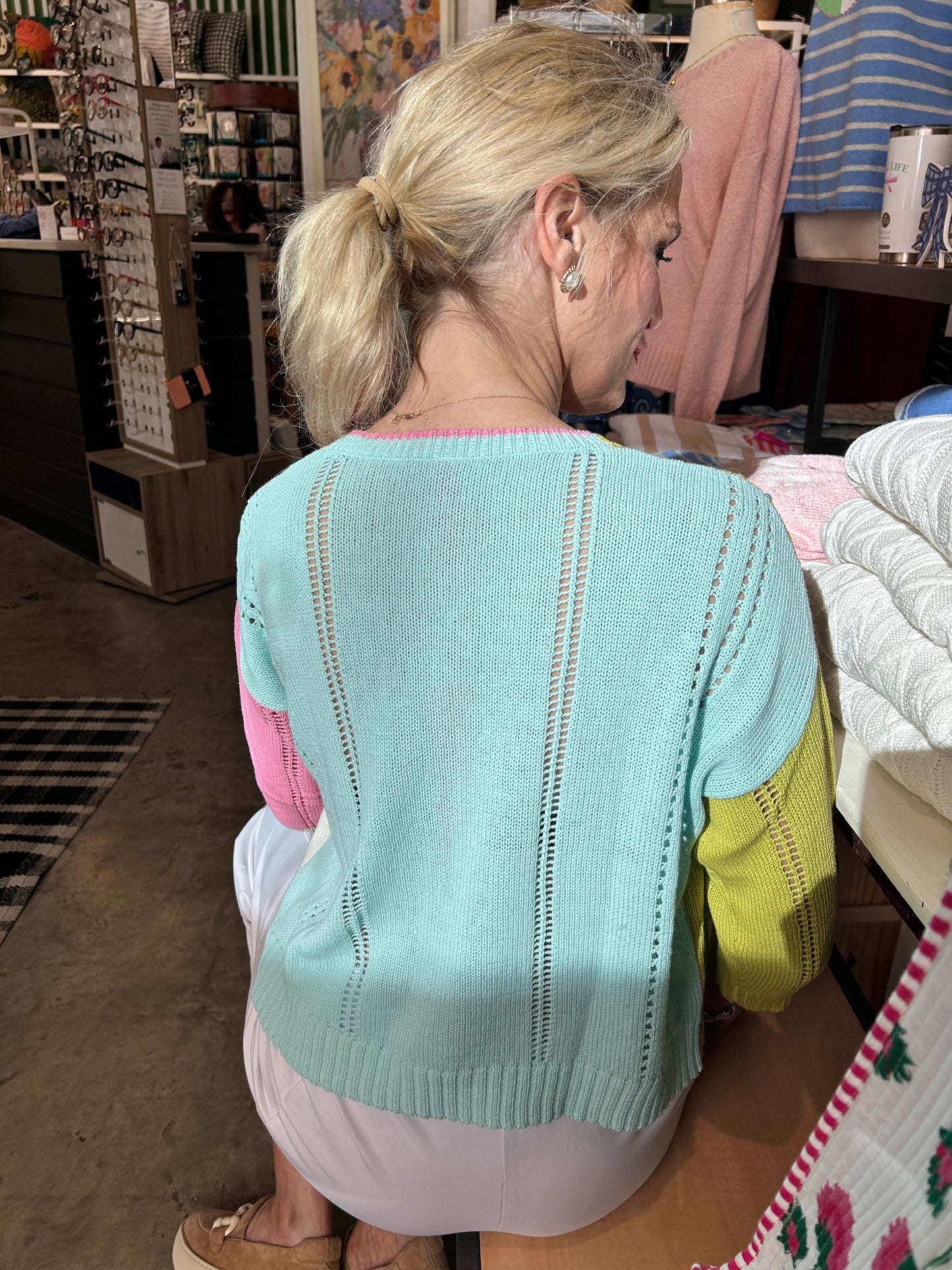 Zaket & Plover Lime Thread Detail Cardigan