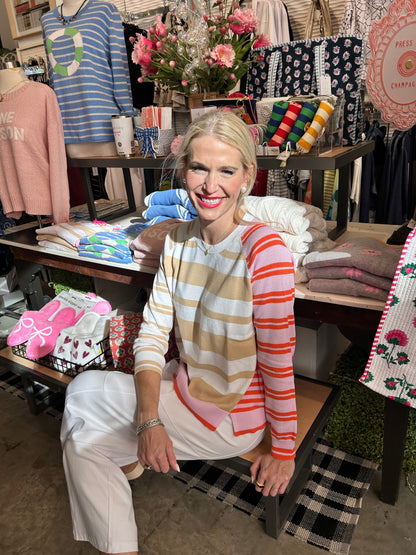 Zaket & Plover White Pink Orange Crazy Stripe