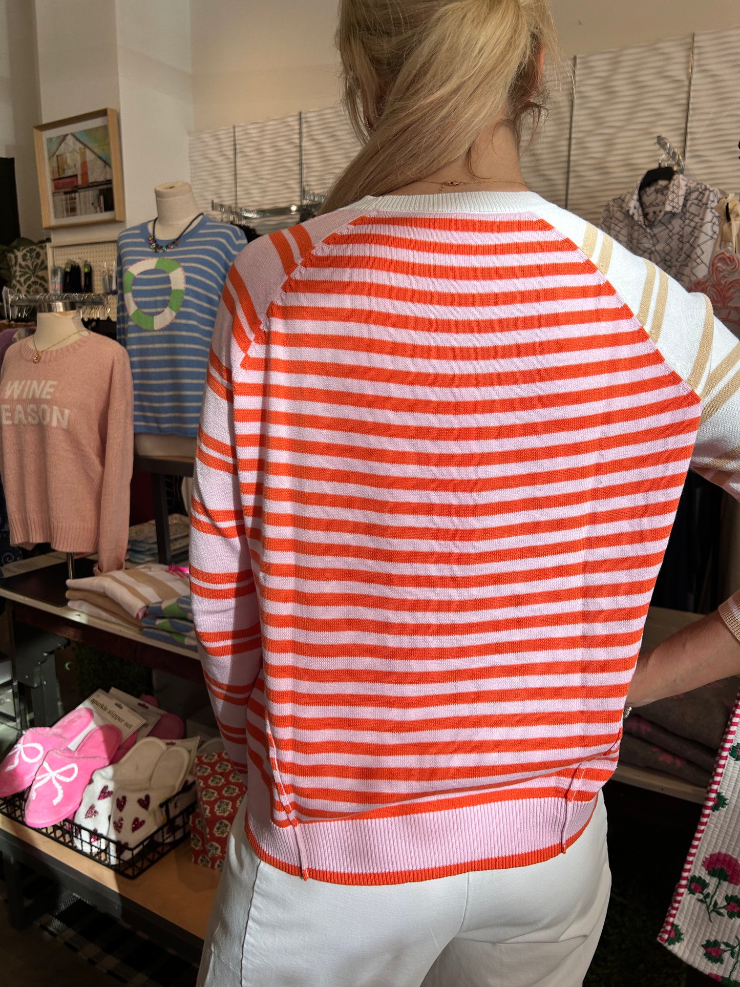 Zaket & Plover White Pink Orange Crazy Stripe