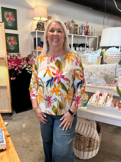 Shana Floral Button Back Top