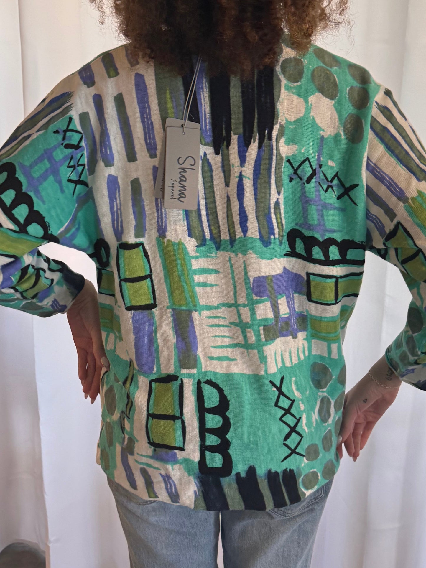 Shana Mint Geo Print Sweater