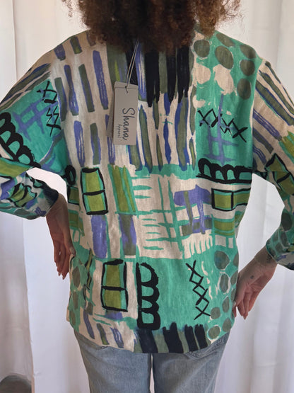Shana Mint Geo Print Sweater