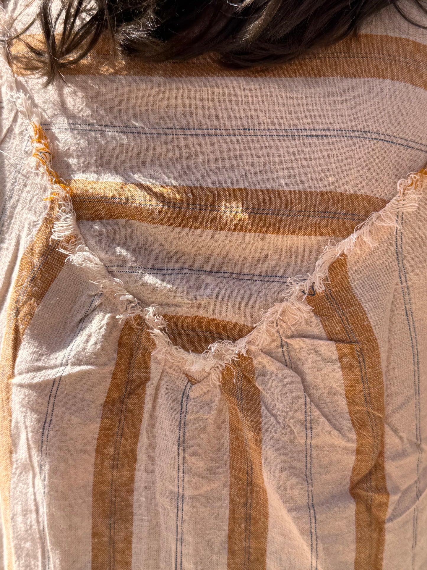 Tribal S/S Blouse w/ Raw Edge & Smocking