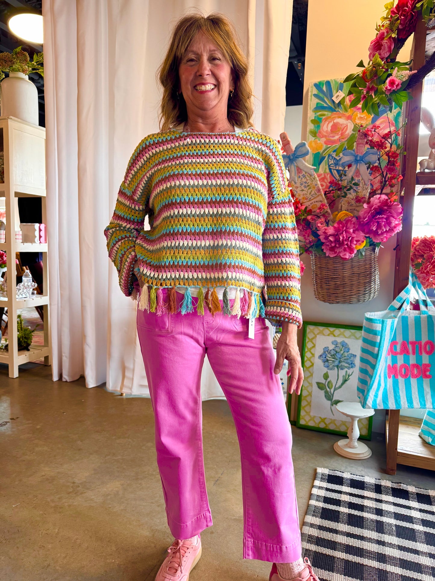 Tribal Long Sleeve Sweater Aqua