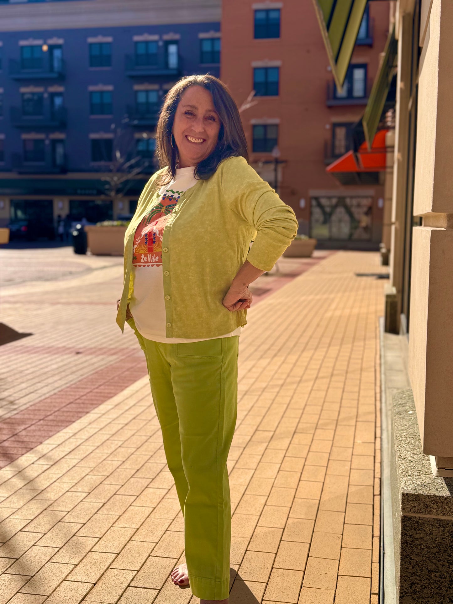 Tribal Knit Top Cardi Combo Kiwi