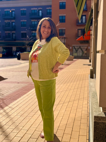 Tribal Knit Top Cardi Combo Kiwi