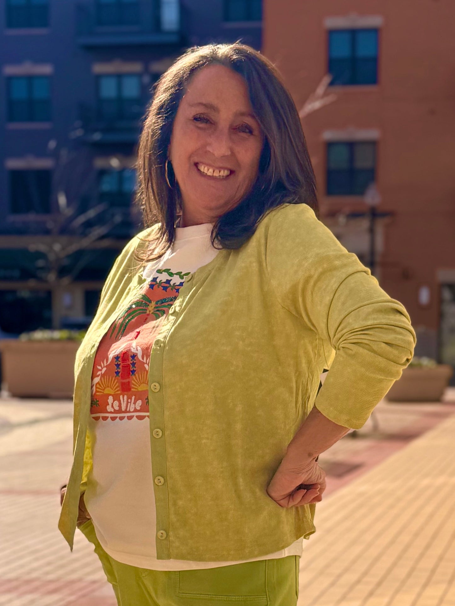 Tribal Knit Top Cardi Combo Kiwi