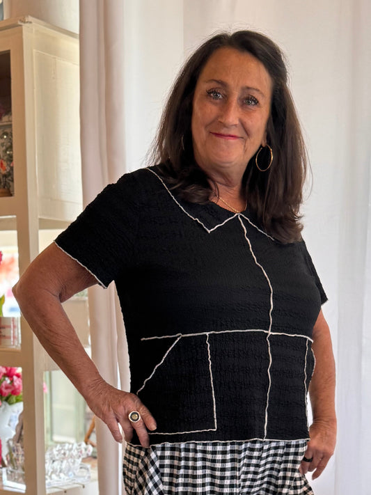 Fenini Black Contrast Top