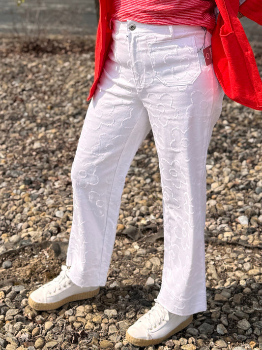 Habitat Etched Flower Crop Jean