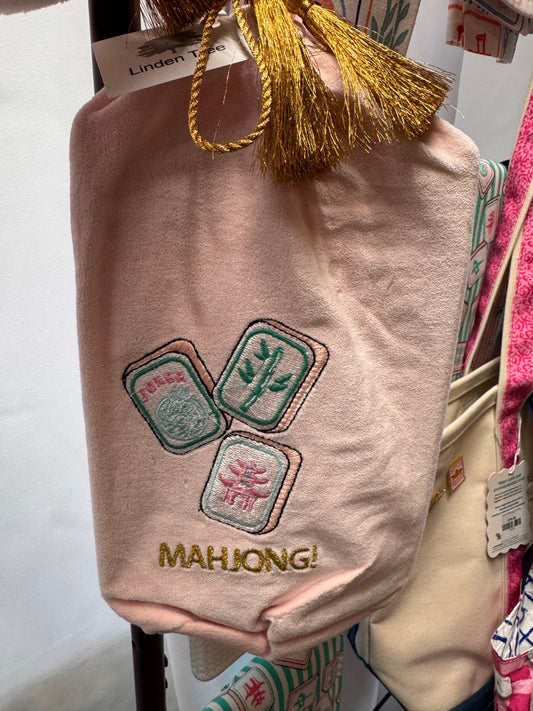 Mahjong Embroidered Wine Bag