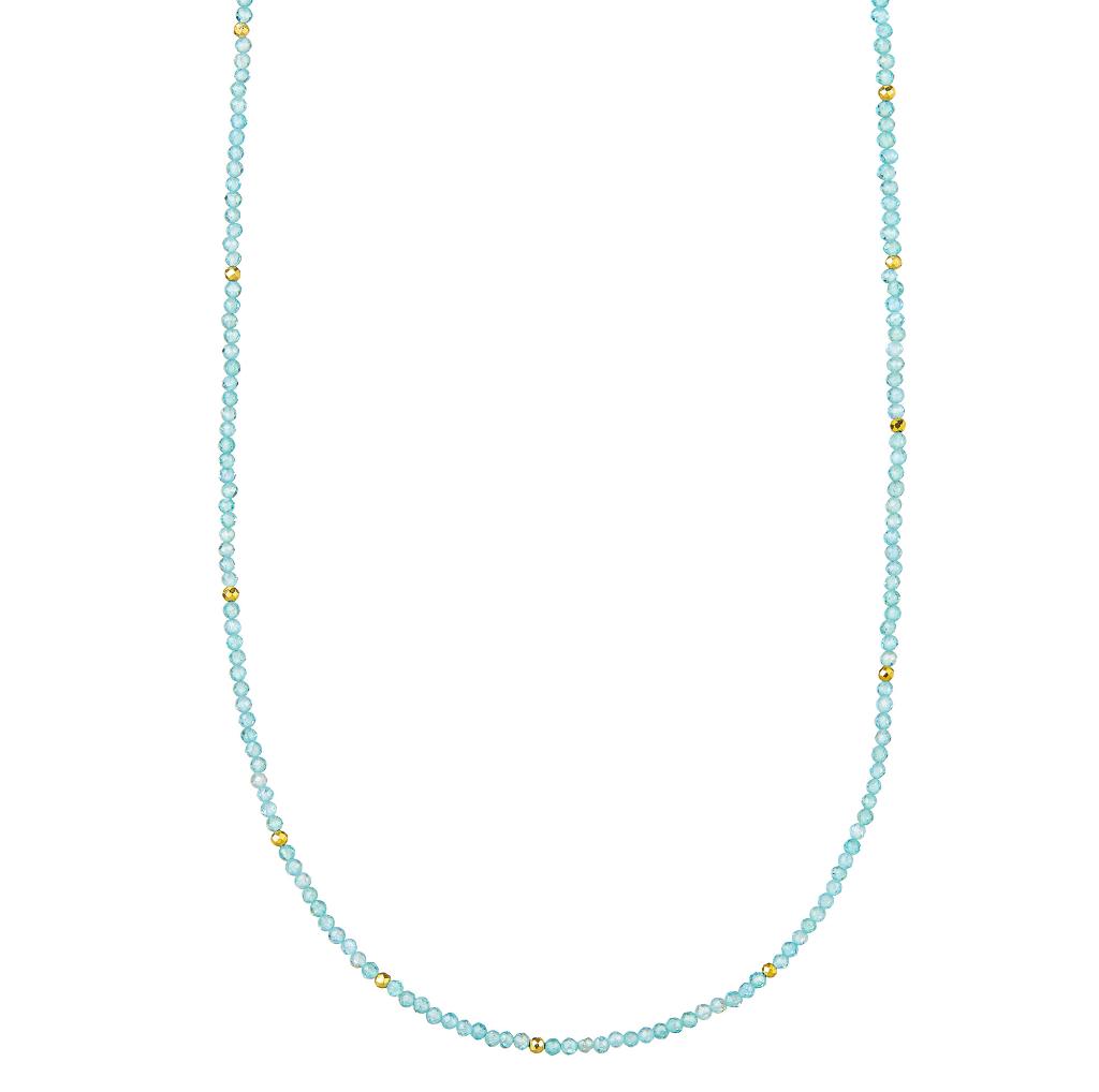EBass Amazonite Apatite Beaded Necklace w/ Gold Accents
