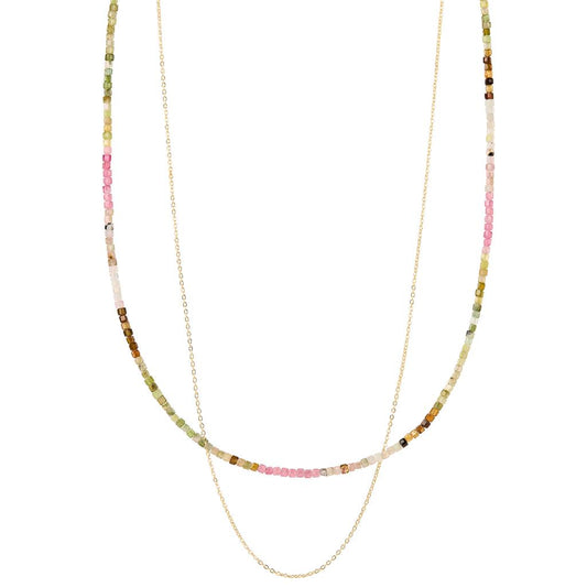 EBass Multi Tourmaline Gold Layered Necklace