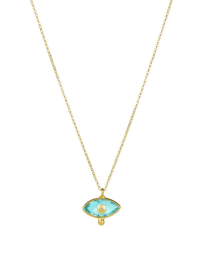 EBass Aquamarine Eye Necklace