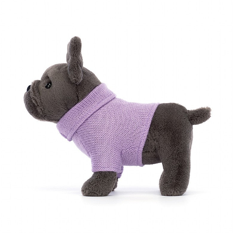 Jellycat French Bulldog in Purple Sweater