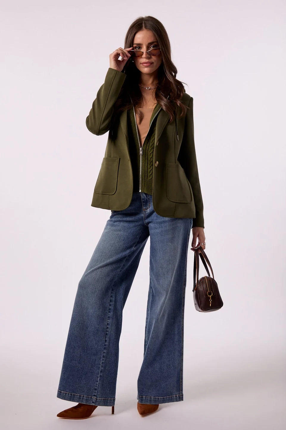Blue Revival Forest Green Toasty Blazer w/ Cable Knit Insert