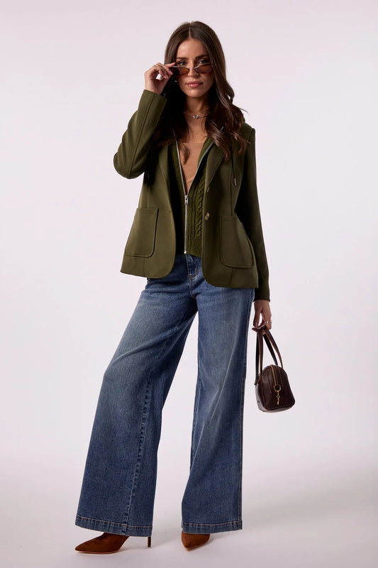 Blue Revival Forest Green Toasty Blazer w/ Cable Knit Insert