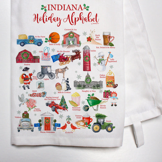 Indiana Holiday Alphabet Bar Towel