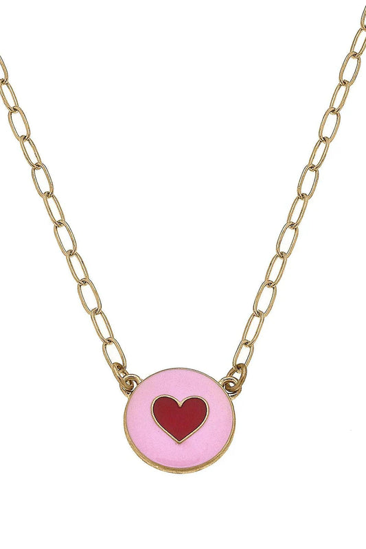 Love Heart Enamel Pendant Necklace