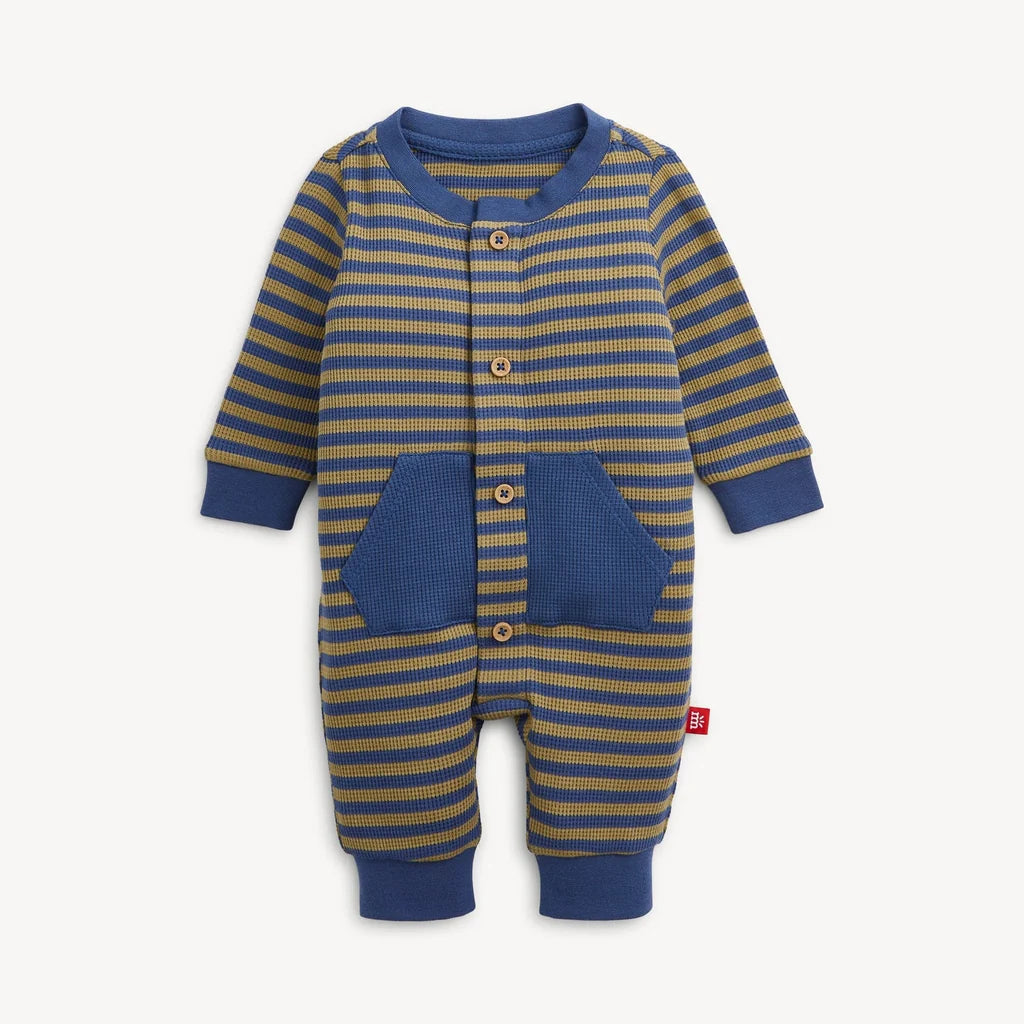 MM Waffle Green Stripe Romper