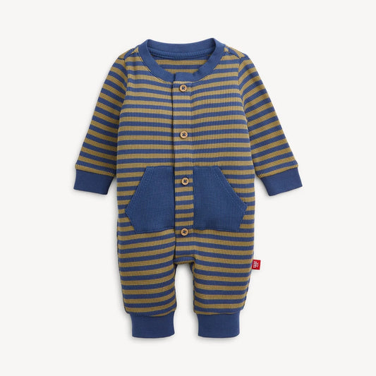 MM Waffle Green Stripe Romper