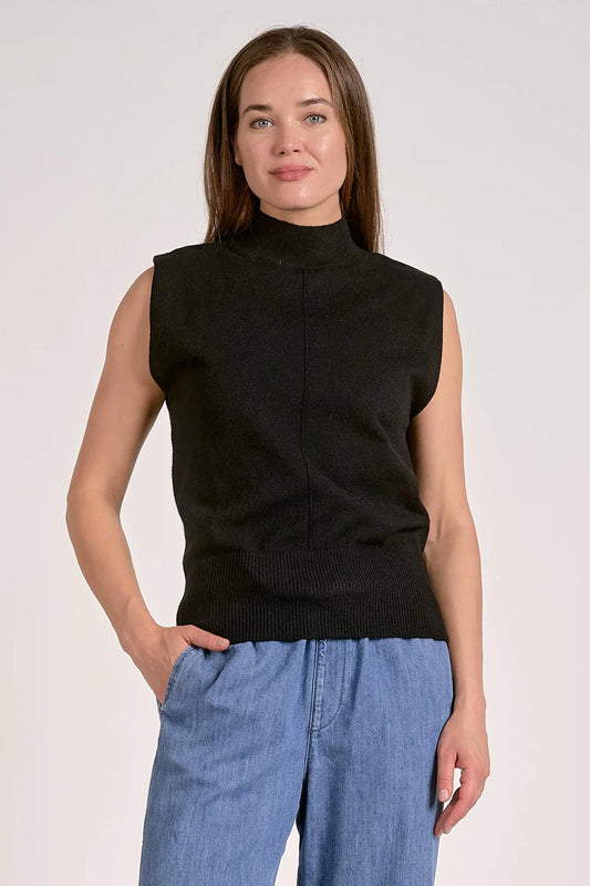 Elan Black Sleeveless Mock Neck