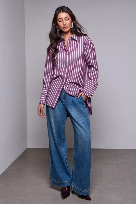 Tribal Shirt with Fancy Double Cuff, cherry