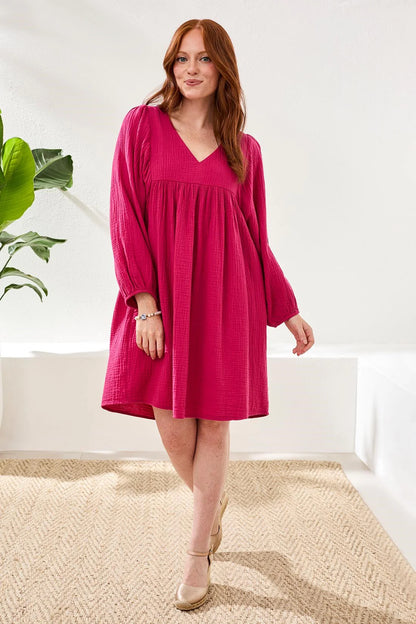 Tribal Puff Sleeve Orchid Dress