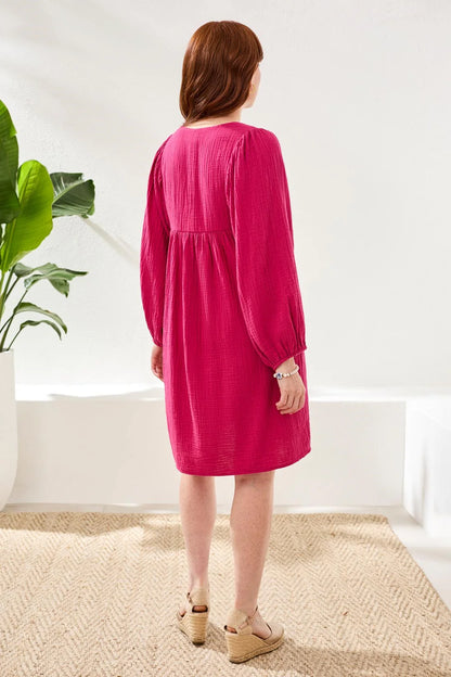 Tribal Puff Sleeve Orchid Dress