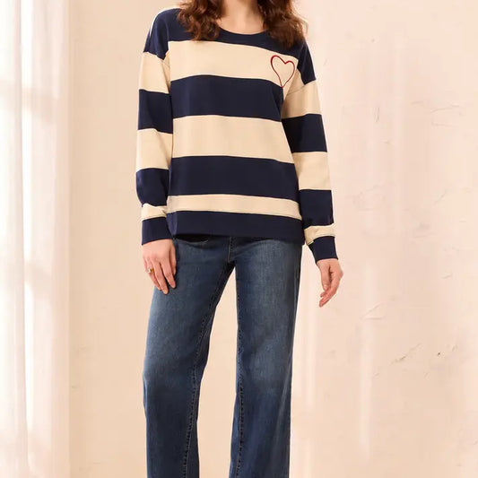 Tribal long sleeve crew neck top