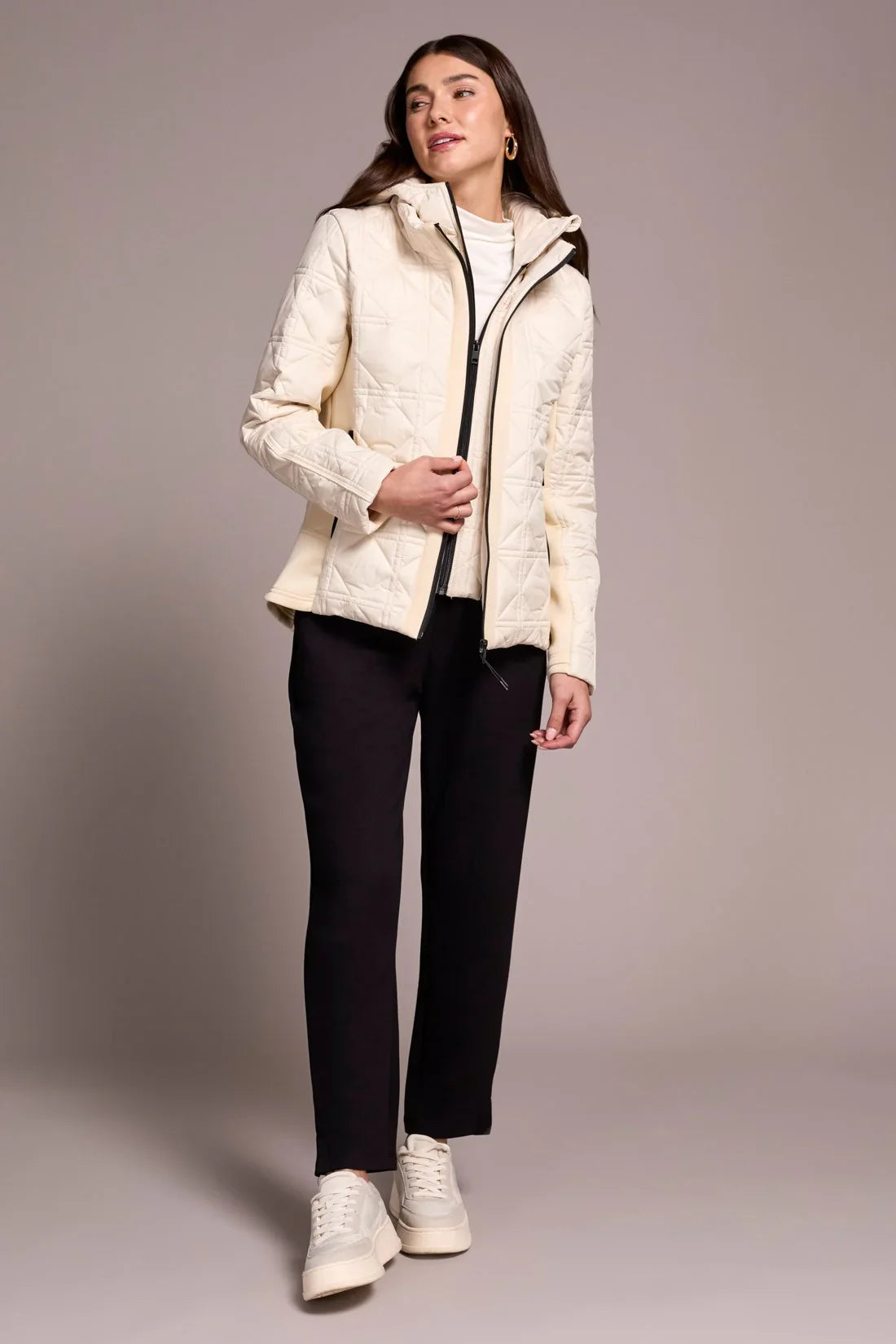 Tribal Zip Front Puffer with Removable Hood