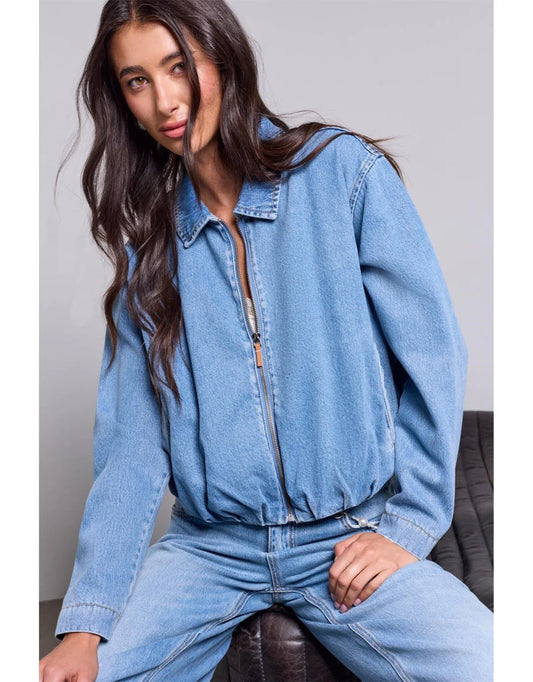 Tribal bubble denim jacket with back pleat detail