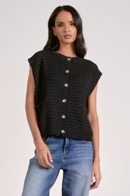 Elan Black Sleeveless Cardigan