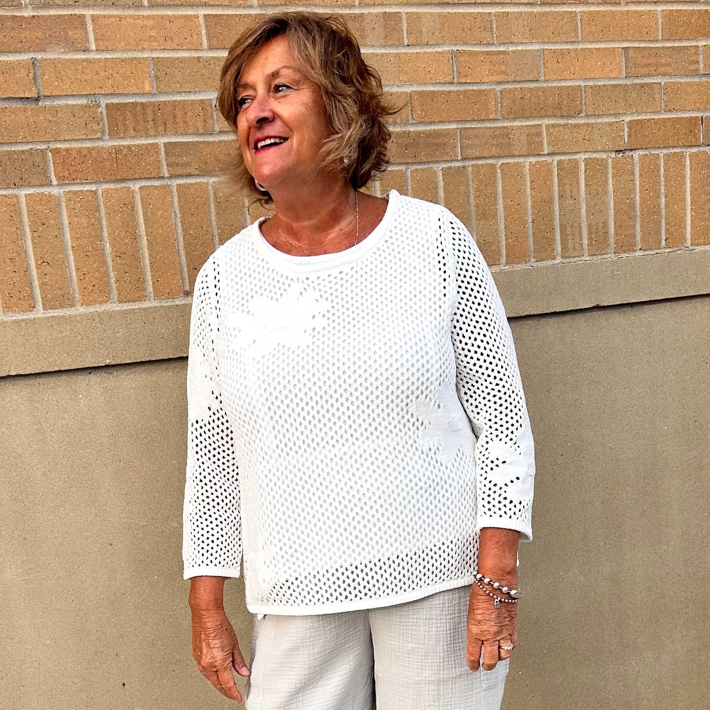 Escape Floral Crochet Pullover